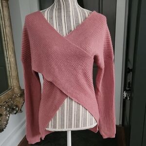 Blue Blush Criss Cross Front Sweater